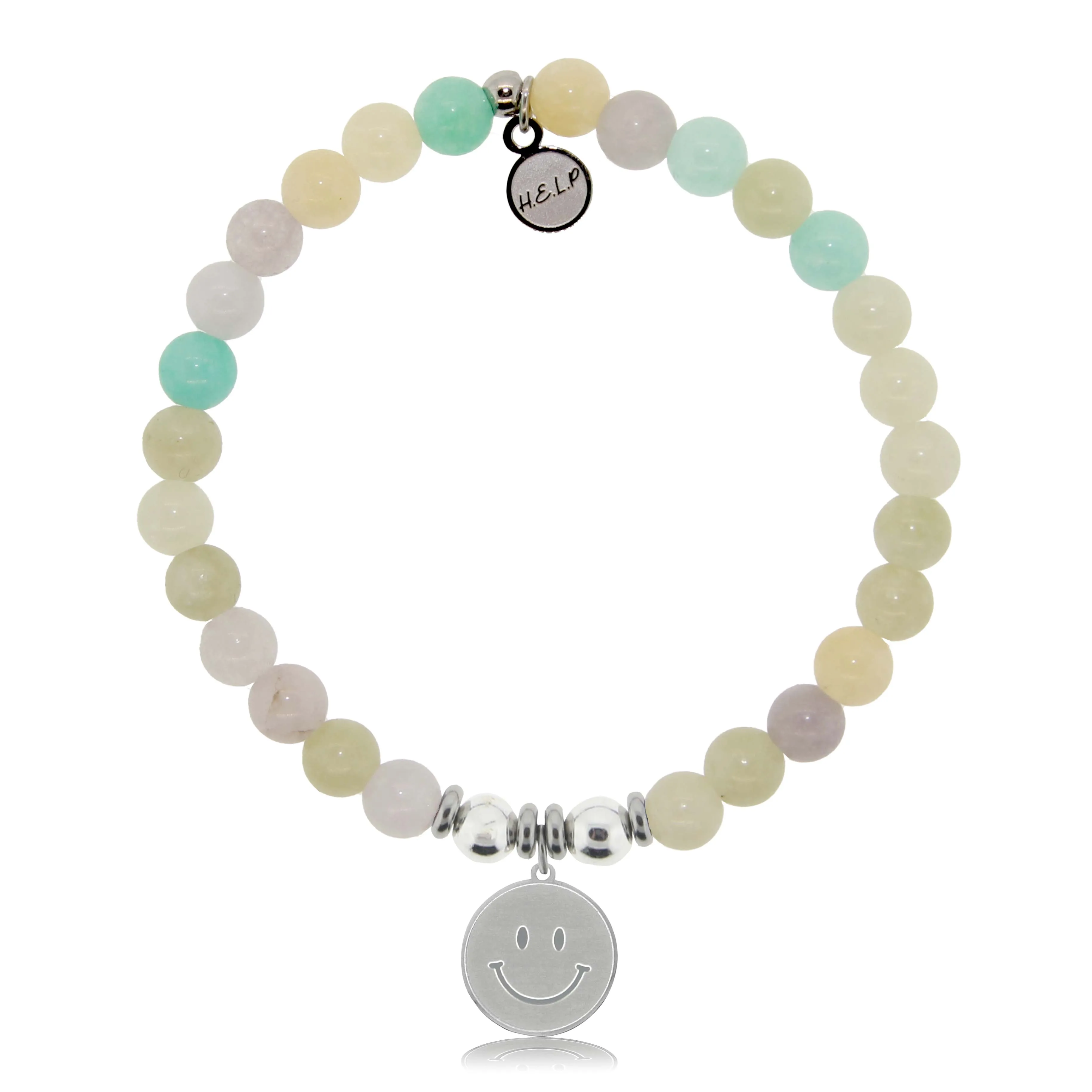 Smile Charm with Green Yellow Jade Charity Bracelet